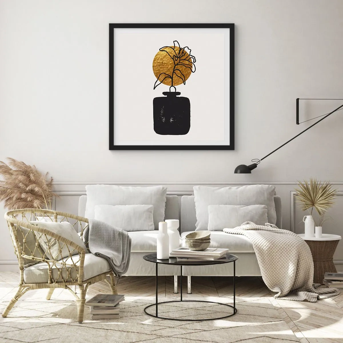 Affiche dans un cadre noir - Poster - La beauté vaut son pesant d'or - 40x40 cm