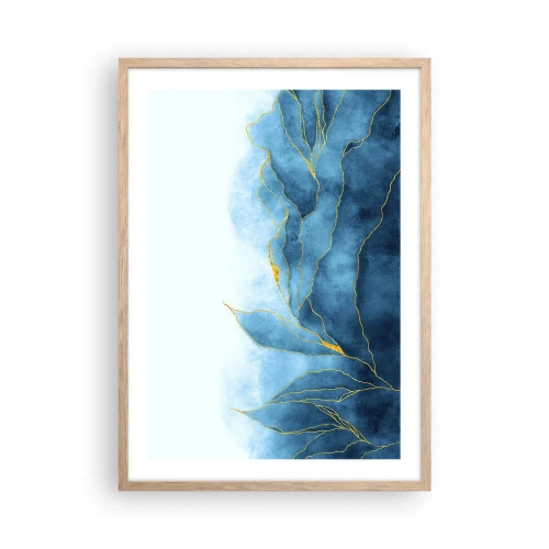 Affiche dans un chêne clair - Poster - Bleu doré - 50x70 cm