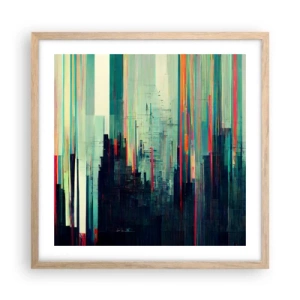Affiche dans un chêne clair - Poster - Ville futuriste - 50x50 cm