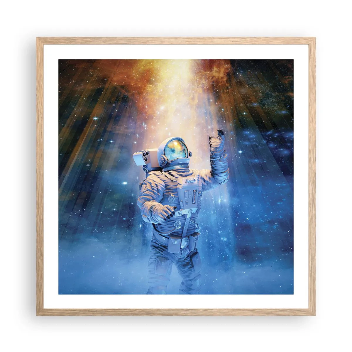 Affiche dans un chêne clair - Poster - Enfin arrivé - 60x60 cm