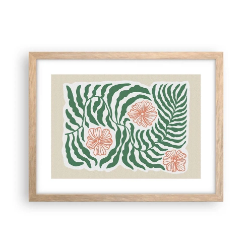 Affiche dans un chêne clair - Poster - Fleurit en vert - 40x30 cm