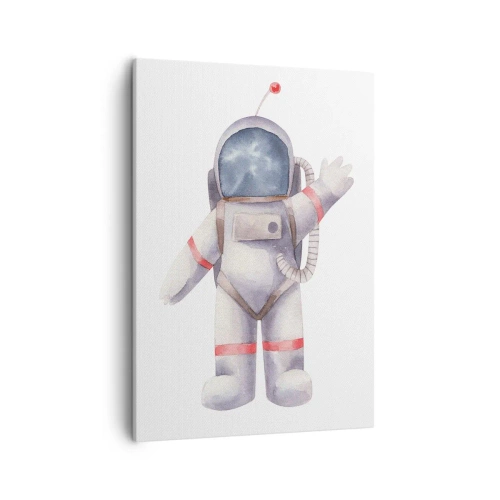 Impression sur toile - Image sur toile - Astronaute de style aquarelle sur fond blanc - 50x70cm - C'est tout pour le moment! - Décoration murale moderne pour le salon et la chambre ARTTOR
