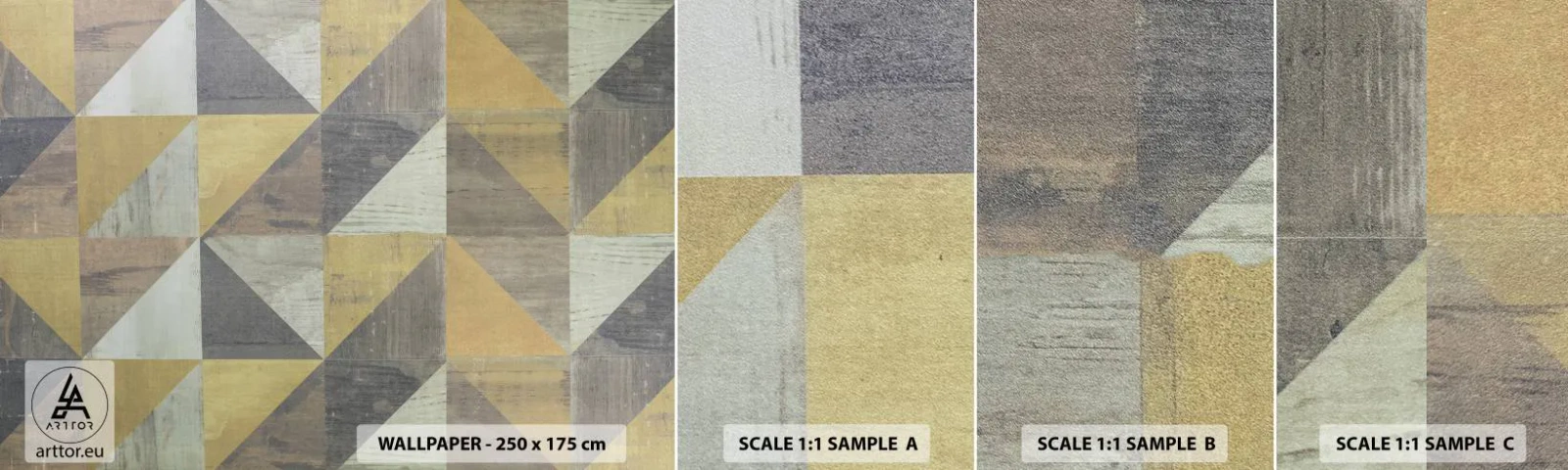 Échantillon de Papier Peint Autocollant Deluxe Sticker - Suivant l'angle du triangle - Abstraction, Morceau, Triangles - 100x30 cm