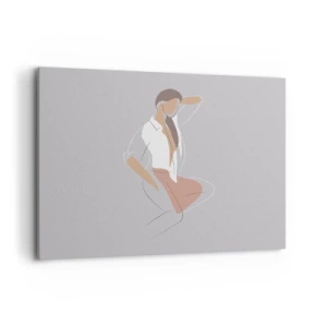 Impression sur toile - Image sur toile - Un portrait minimaliste d'une femme aux couleurs pastel. - 100x70cm - Contour gracieux - Décoration murale moderne pour le salon et la chambre ARTTOR