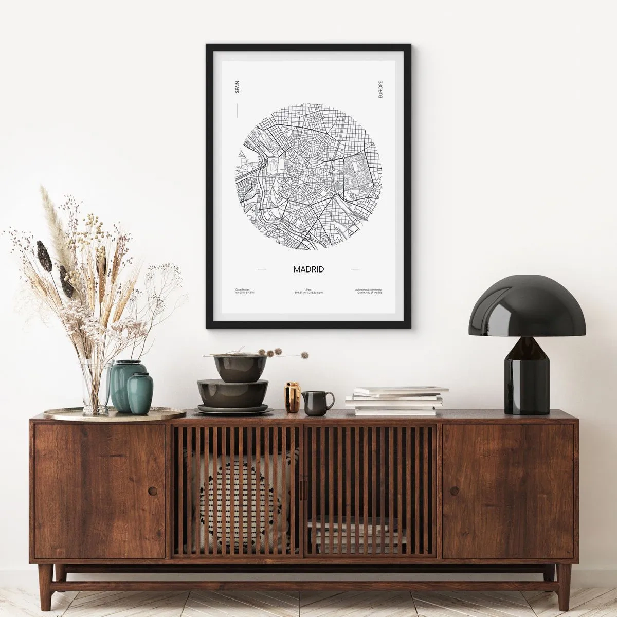 Affiche dans un cadre noir - Poster - Anatomie de Madrid - 61x91 cm