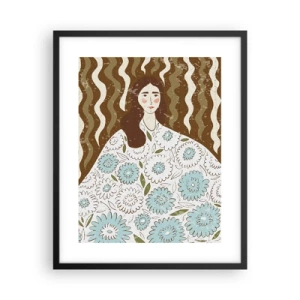 Affiche dans un cadre noir - Poster - Portrait en robe fleurie - 40x50 cm