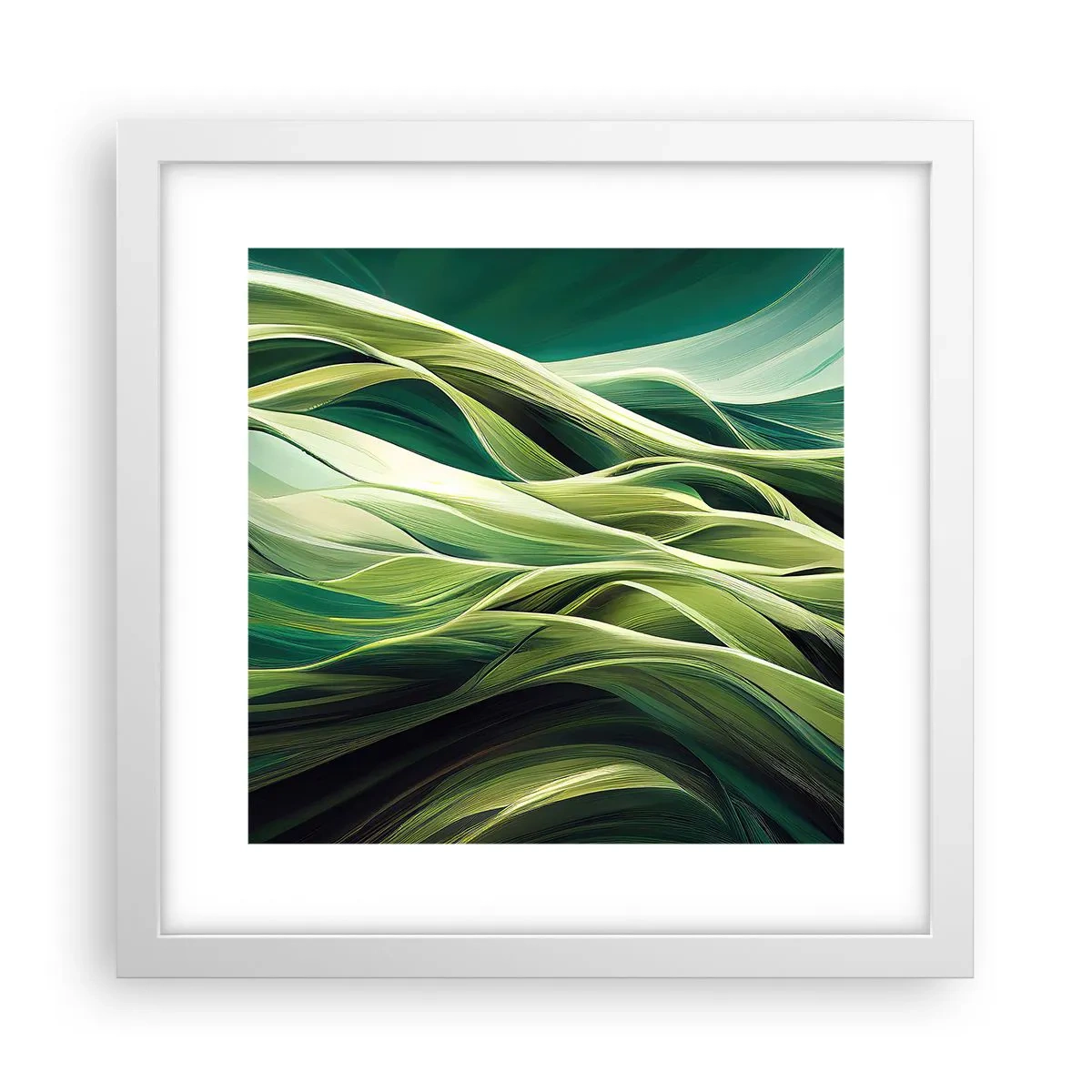 Affiche dans un cadre blanc - Poster - Jeu de vert abstrait - 30x30 cm