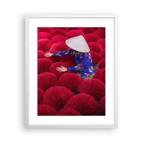 Affiche dans un cadre blanc - Poster - Dans un champ de riz - 40x50 cm