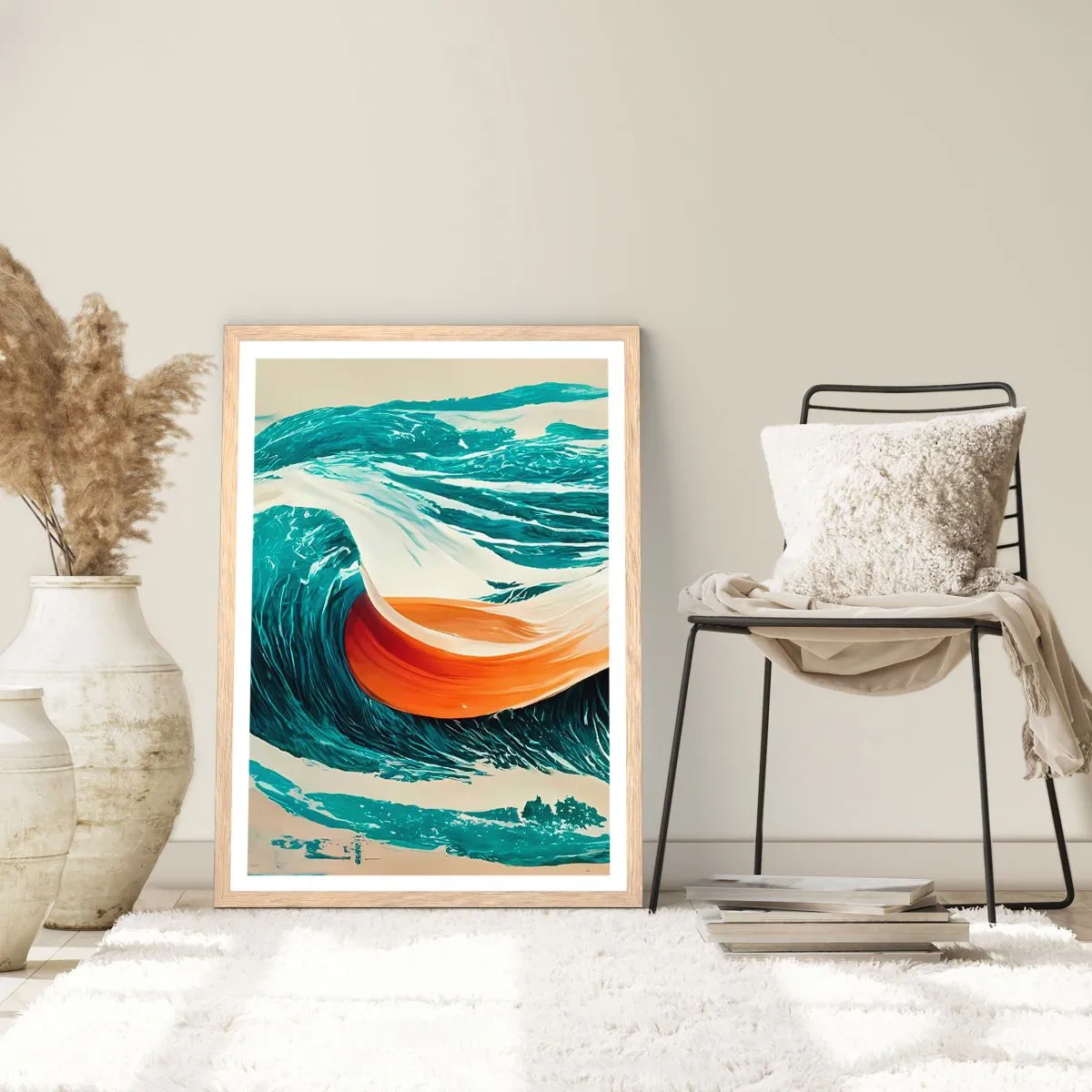 Affiche dans un chêne clair - Poster - Le rêve d'un surfeur - 70x100 cm
