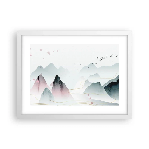 Affiche dans un cadre blanc - Poster - Au-delà des sommets - 40x30 cm