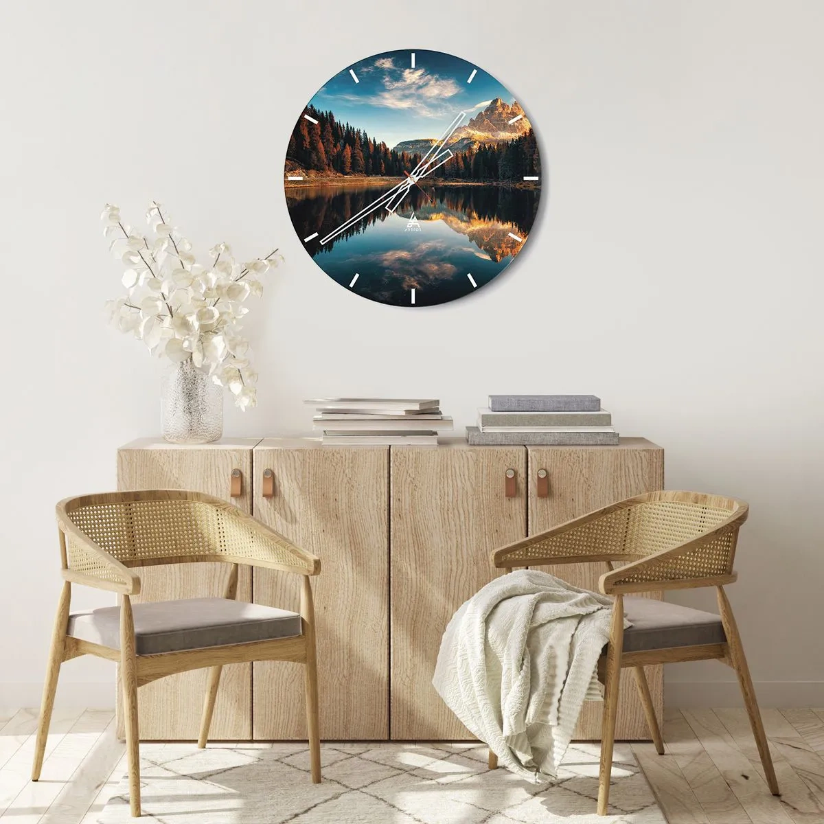 Horloge murale - Pendule murale - Double paysage - 40x40 cm