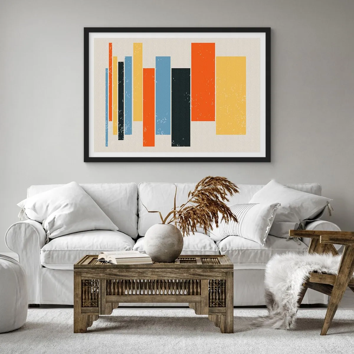 Affiche dans un cadre noir - Poster - Des rectangles colorés dans un arrangement moderne - 70x50cm - Notation musicale - Décoration murale moderne pour le salon et la chambre ARTTOR