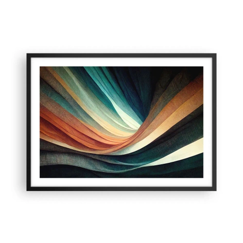 Affiche dans un cadre noir - Poster - Vagues abstraites dans des tons chauds et froids - 70x50cm - Tissé à partir de couleurs - Décoration murale moderne pour le salon et la chambre ARTTOR