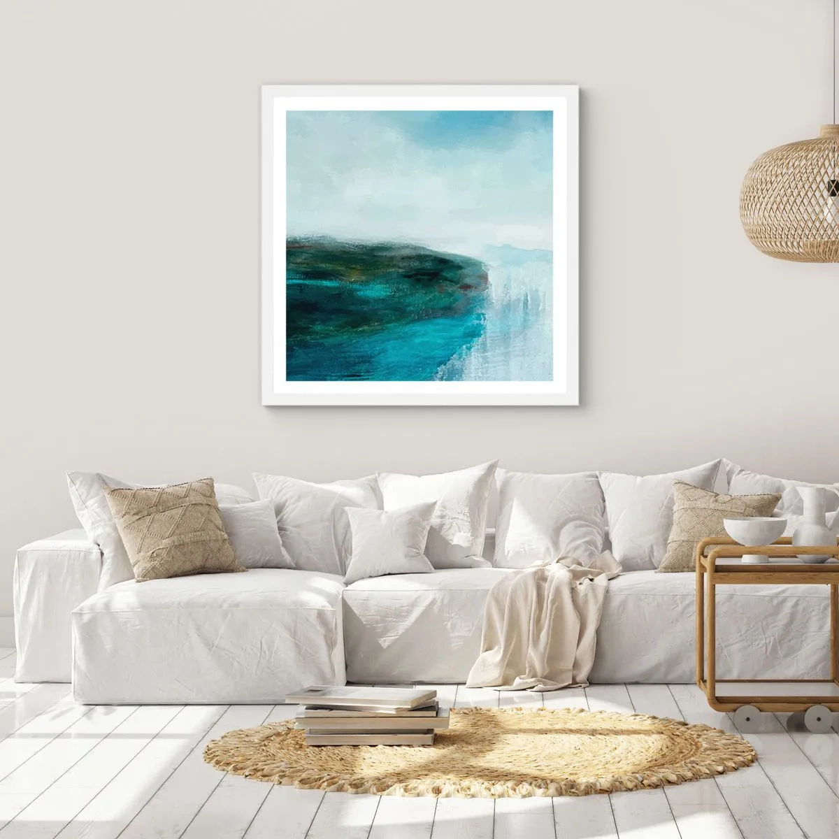 Affiche dans un cadre blanc - Poster - Abstraction nautique - 40x40 cm