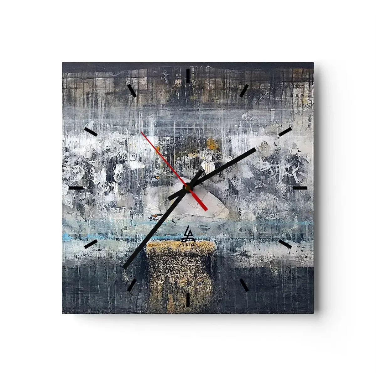Horloge murale - Pendule murale - Composition abstraite aux tons froids - 30x30cm - Comme sur la glace, comme après décembre - Décoration murale moderne pour le salon et la chambre ARTTOR
