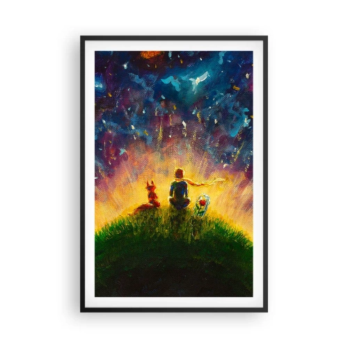 Affiche dans un cadre noir - Poster - Amour et amitié - le monde entier - 61x91 cm