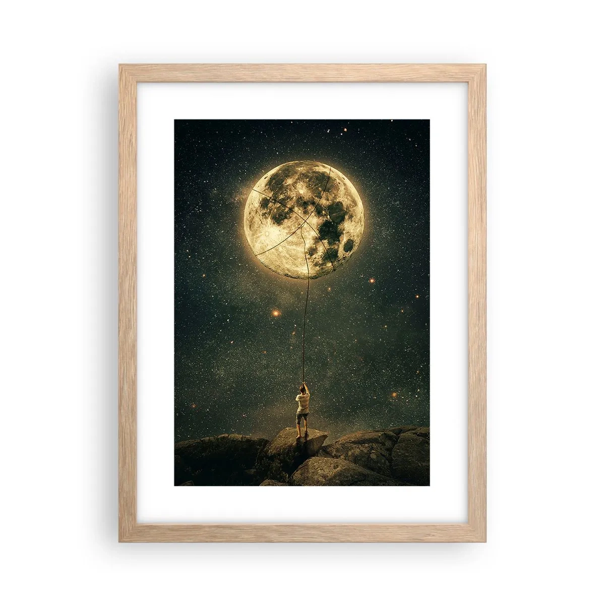 Affiche dans un chêne clair - Poster - Celui qui a volé la lune - 30x40 cm