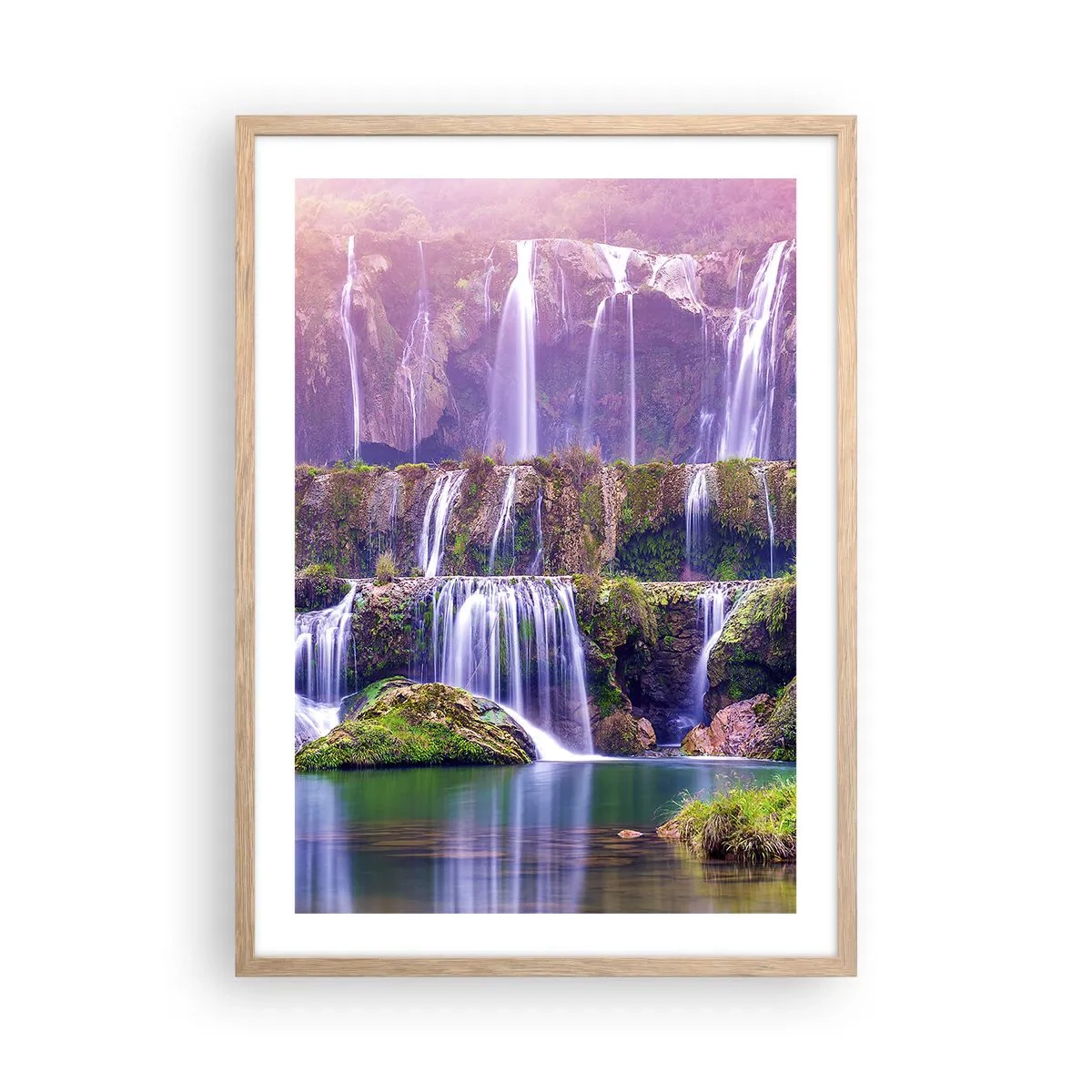 Affiche dans un chêne clair - Poster - Escalier vers le ciel - 50x70 cm