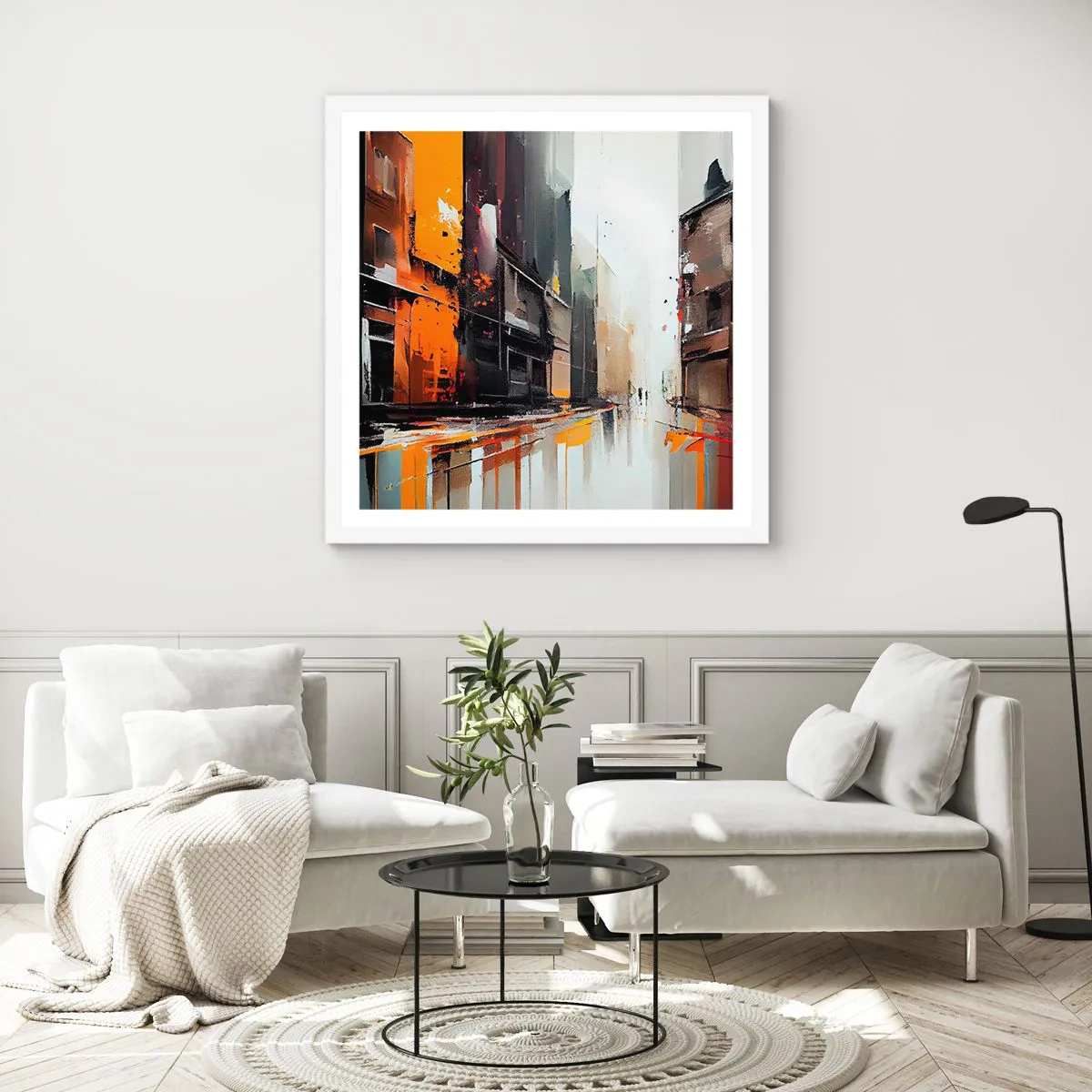 Affiche dans un cadre blanc - Poster - Jour de pluie - 40x40 cm