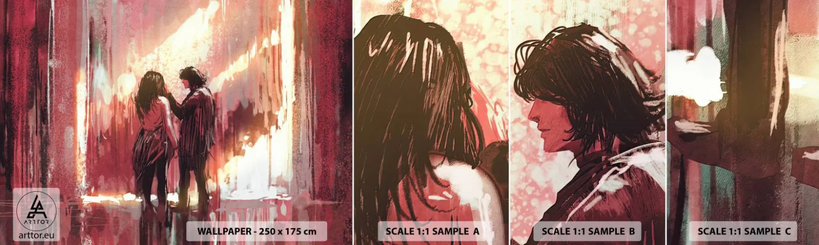 Échantillon De Papier Peint Standard Eco - L'éternel spectacle de l'amour - Abstraction, Femme, Amour - 100x30 cm