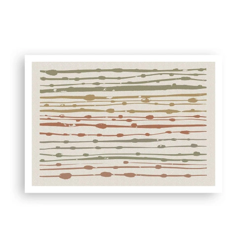 Affiche - Poster - Un motif de lignes aux tons chauds sur un fond clair - 100x70cm - Notation musicale des couleurs - Décoration murale moderne pour le salon et la chambre ARTTOR
