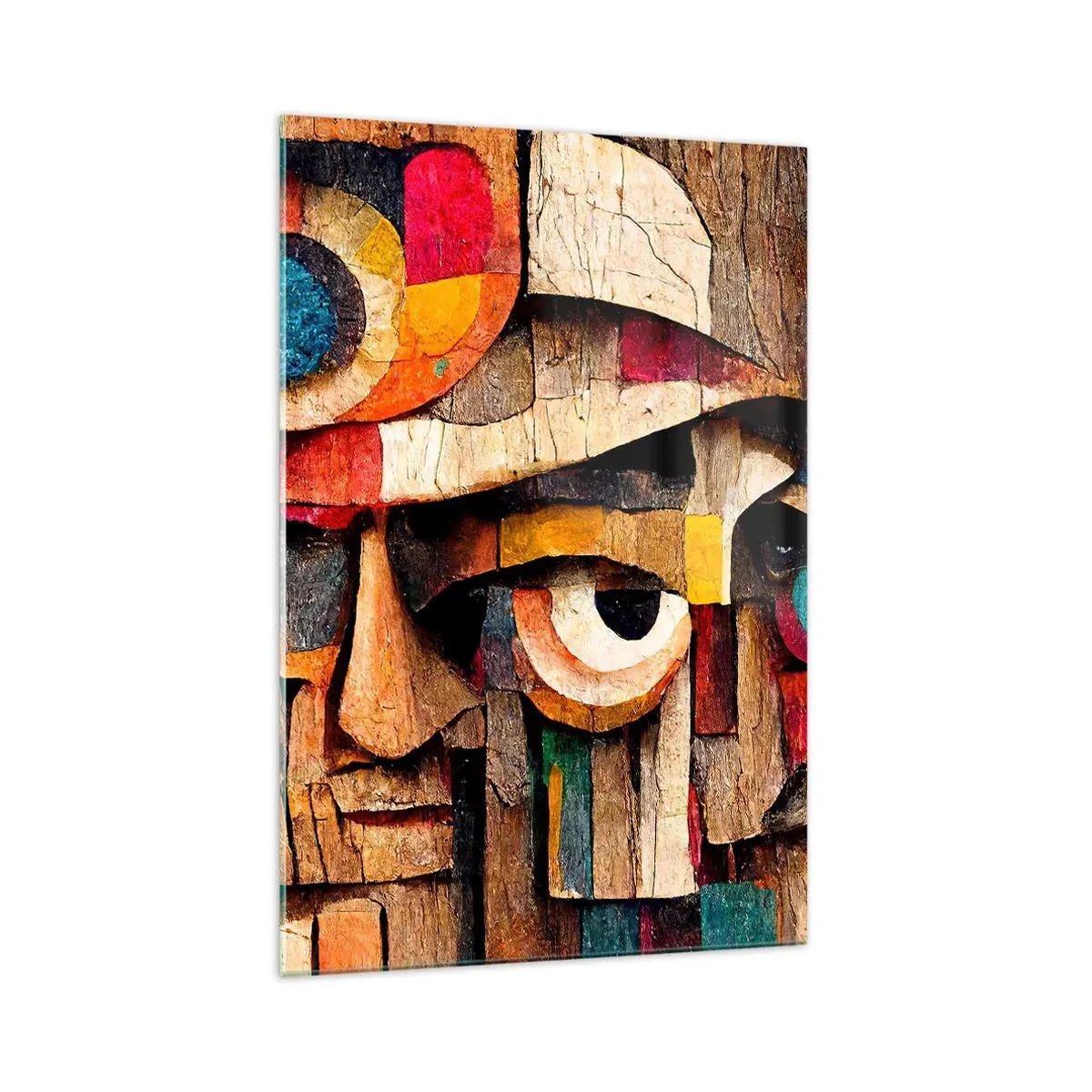 Impression sur verre - Image sur verre - Visages abstraits aux couleurs intenses - 70x100cm - Je te vois… - Décoration murale moderne pour le salon et la chambre ARTTOR