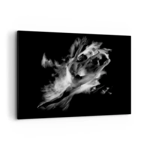 Impression sur toile - Image sur toile - Une danseuse dans une pose dynamique sur fond noir - 120x80cm - Coincé en l'air - Décoration murale moderne pour le salon et la chambre ARTTOR