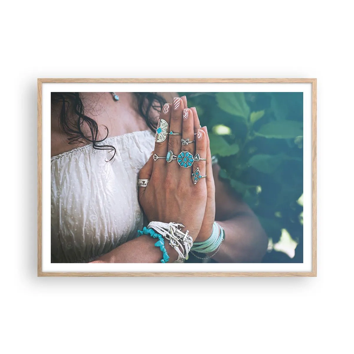 Affiche dans un chêne clair - Poster - Bienvenue au centre du bien-être - 100x70 cm