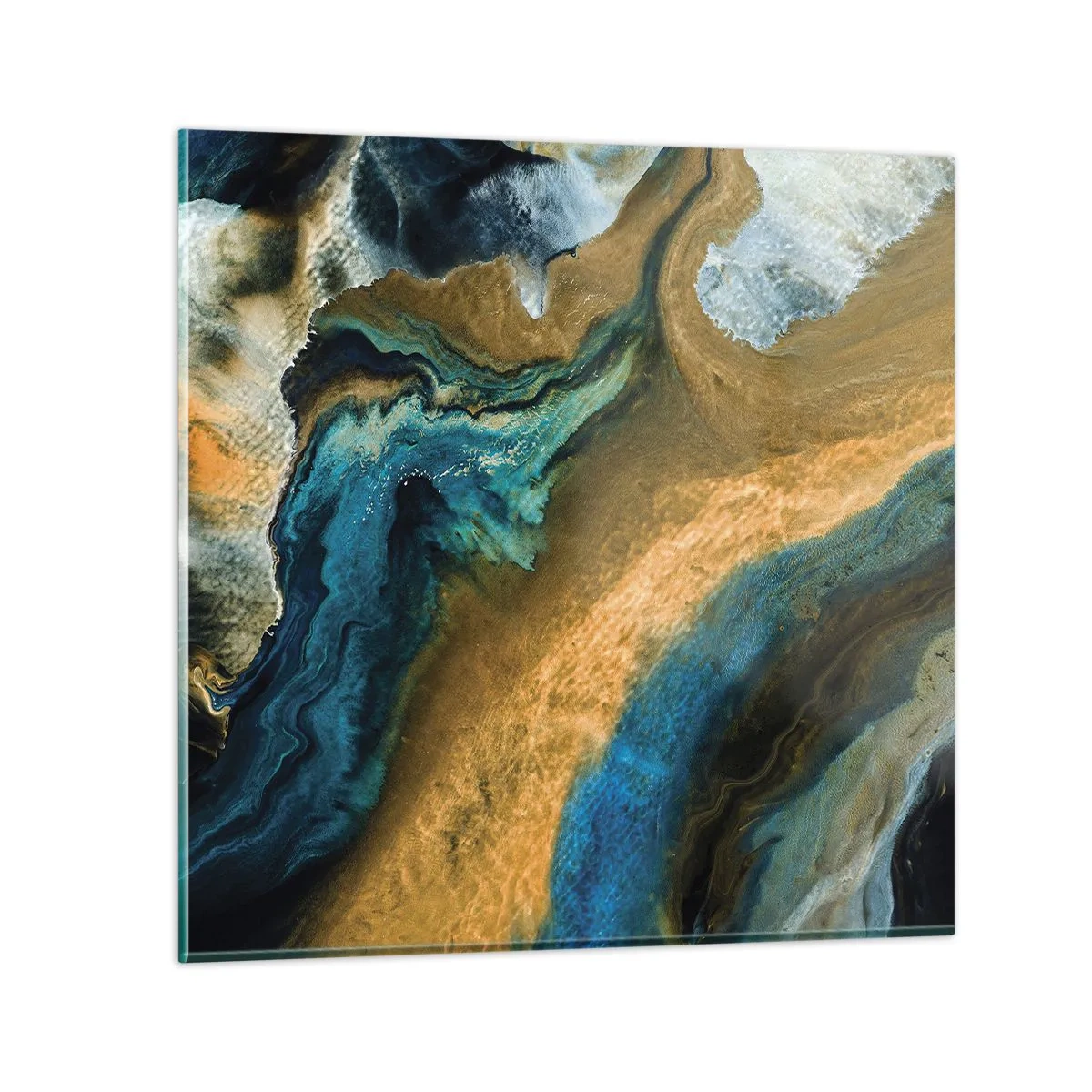 Impression sur verre - Image sur verre - Bleu - jaune - influences mutuelles - 30x30 cm