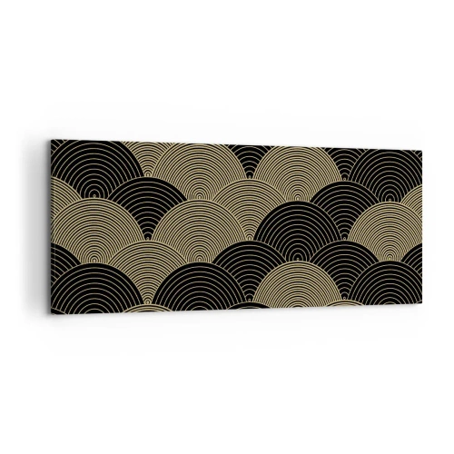 Impression sur toile - Image sur toile - Motif Art Déco avec demi-cercles et lignes dorées - 120x50cm - Unité dans la multiplicité - Décoration murale moderne pour le salon et la chambre ARTTOR
