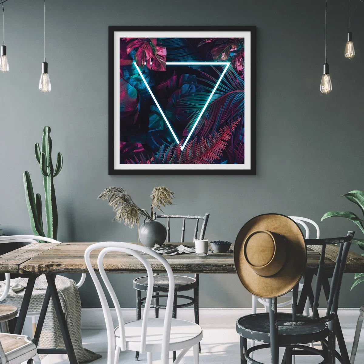 Affiche dans un cadre noir - Poster - Jardin de style disco - 40x40 cm