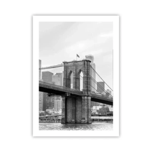 Affiche - Poster - Pont de Brooklyn en monochrome - 50x70cm - Climat New-Yorkais - Décoration murale moderne pour le salon et la chambre ARTTOR