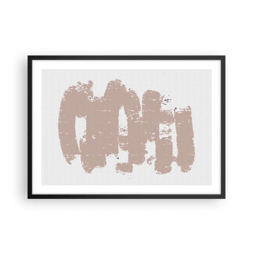 Affiche dans un cadre noir - Poster - Formes roses douces sur fond clair - 70x50cm - Abstraction en rose tendre - Décoration murale moderne pour le salon et la chambre ARTTOR