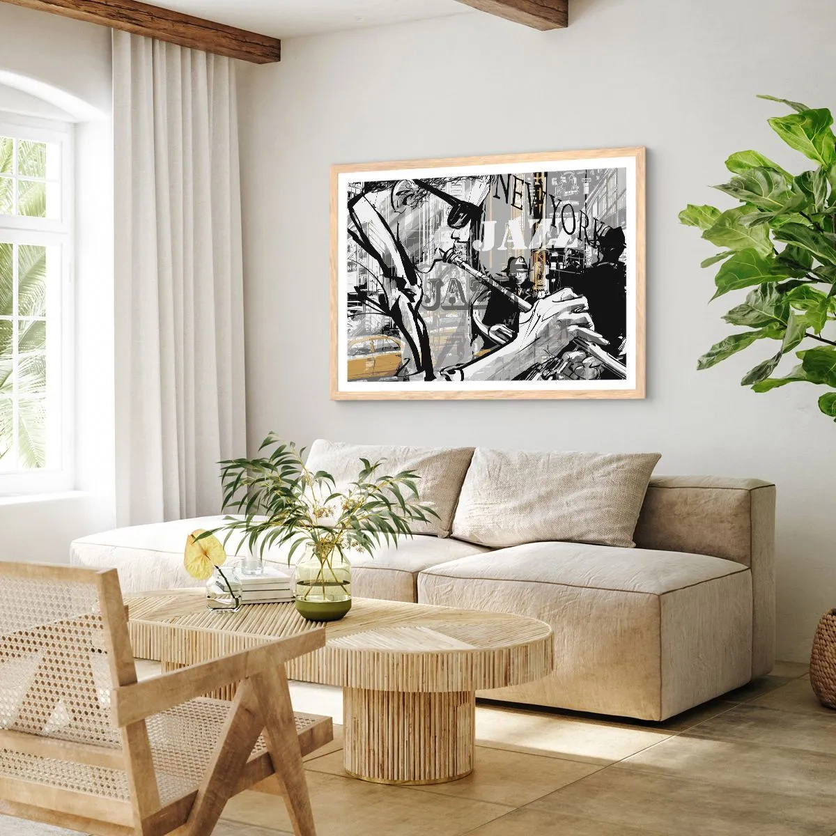 Affiche dans un chêne clair - Poster - Au rythme de New York - 100x70 cm