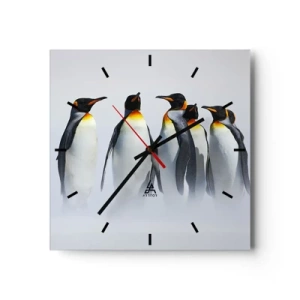 Horloge murale - Pendule murale - Un groupe de manchots empereurs dans le brouillard hivernal - 30x30cm - Rencontre en robes de soirée - Décoration murale moderne pour le salon et la chambre ARTTOR