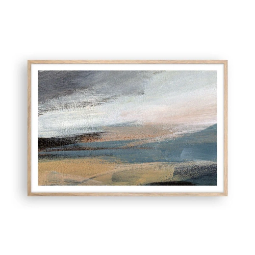 Affiche dans un chêne clair - Poster - Abstraction : paysage nordique - 91x61 cm