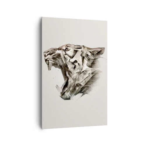 Impression sur toile - Image sur toile - Image abstraite d'un tigre dans des tons beiges - 80x120cm - Vous savez déjà qui est en charge - Décoration murale moderne pour le salon et la chambre ARTTOR