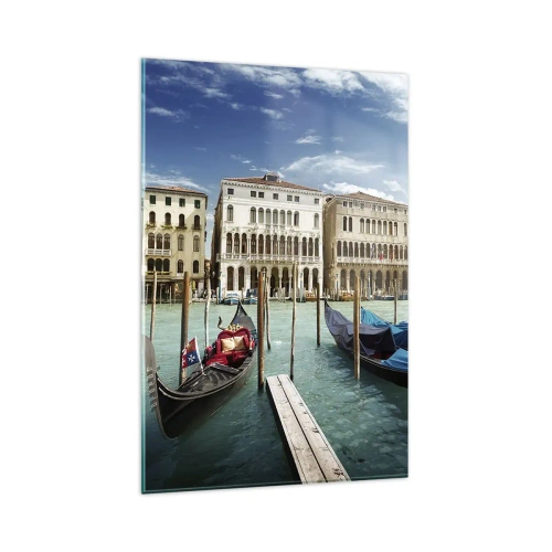 Impression sur verre - Image sur verre - Venise avec des gondoles et des palais contre le ciel - 80x120cm - Palace bleu ciel - Décoration murale moderne pour le salon et la chambre ARTTOR