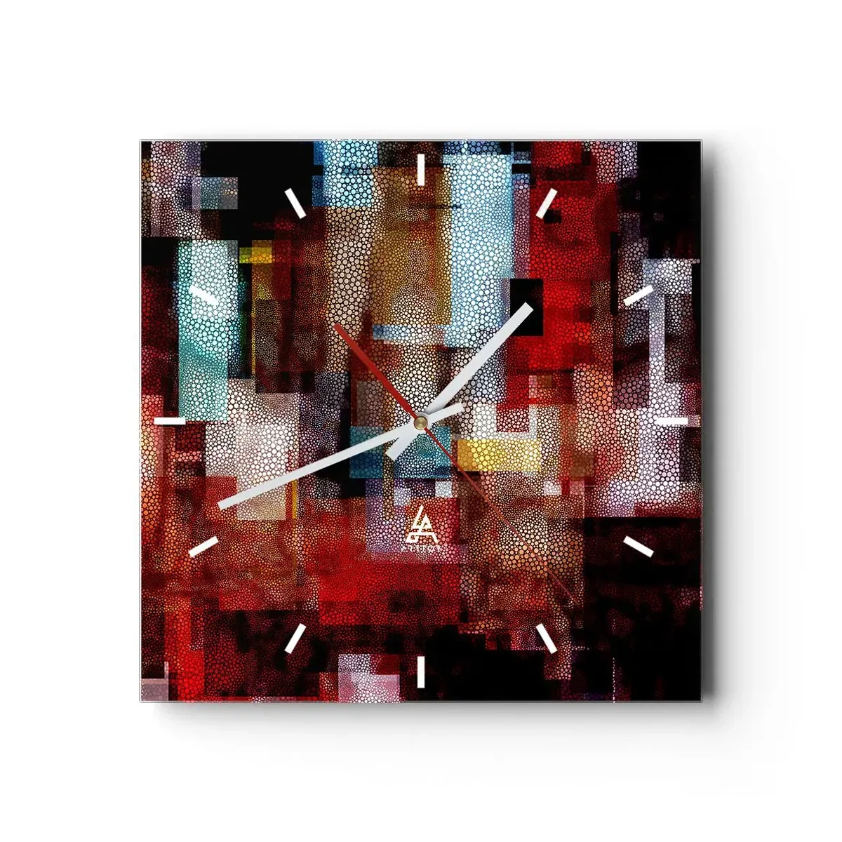 Horloge murale - Pendule murale - Abstraction géométrique dans des tons intenses de rouge - 30x30cm - Mélange de confusions - Décoration murale moderne pour le salon et la chambre ARTTOR