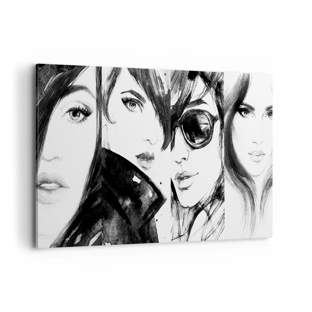 Impression sur toile - Image sur toile - Portraits élégants de femmes aux tons monochromes - 120x80cm - La beauté multipliée - Décoration murale moderne pour le salon et la chambre ARTTOR