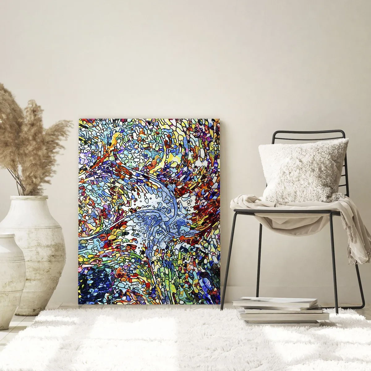 Impression sur verre - Image sur verre - Un motif abstrait coloré inspiré de la nature - 70x100cm - Goutte de vitrail - Décoration murale moderne pour le salon et la chambre ARTTOR