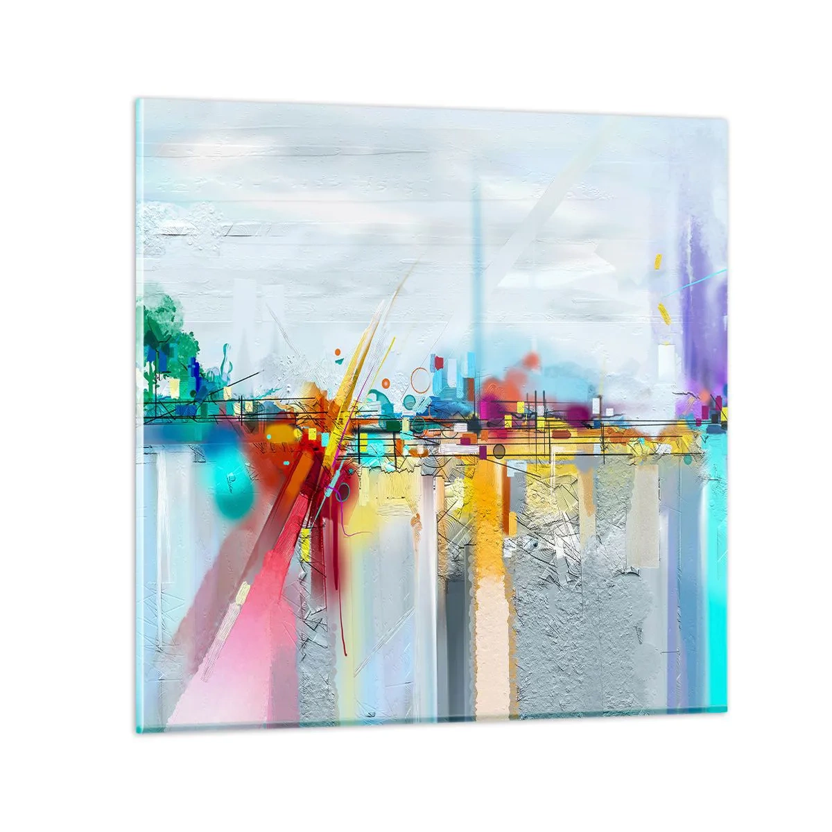 Impression sur verre - Image sur verre - Pont de joie sur le fleuve de la vie - 40x40 cm