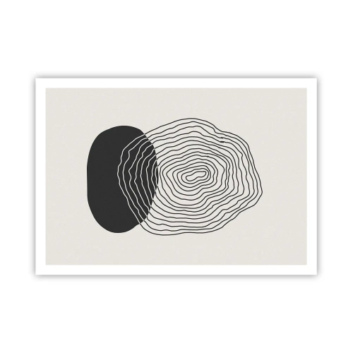 Affiche - Poster - Motif abstrait avec des lignes et des formes en noir et blanc - 100x70cm - Durabilité et oscillation - Décoration murale moderne pour le salon et la chambre ARTTOR