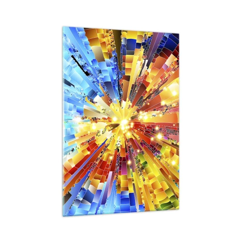 Impression sur verre - Image sur verre - Une explosion dynamique de couleurs et de lumière - 70x100cm - In medias res - Décoration murale moderne pour le salon et la chambre ARTTOR