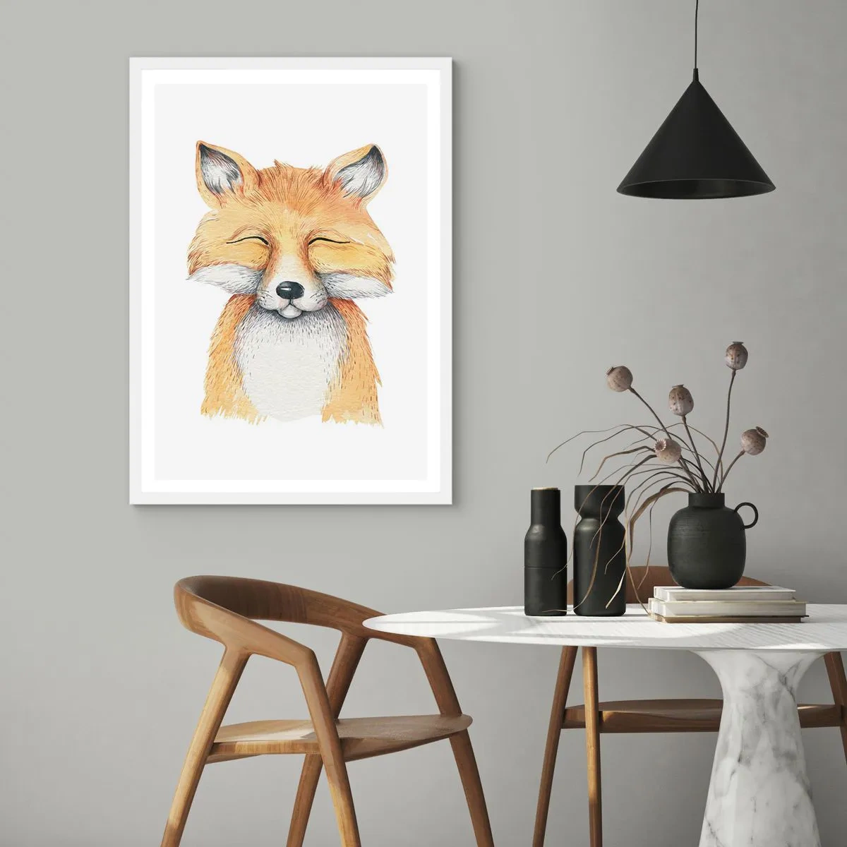 Affiche dans un cadre blanc - Poster - Humeurs de renard - 30x40 cm