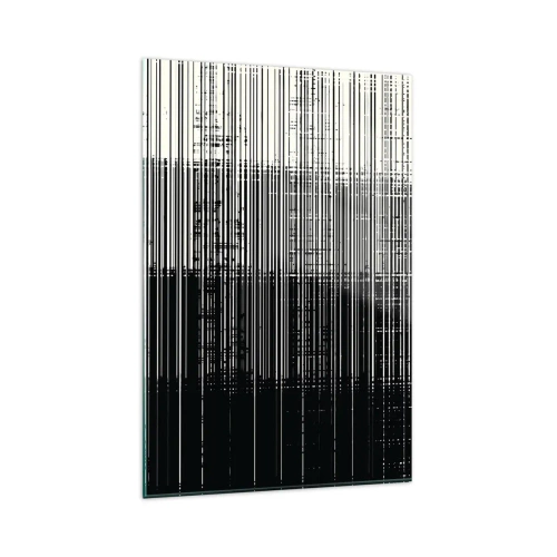 Impression sur verre - Image sur verre - Composition abstraite de lignes en noir et blanc contrastés - 80x120cm - Ondes et vibrations - Décoration murale moderne pour le salon et la chambre ARTTOR