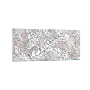 Impression sur verre - Image sur verre - Motif noir et blanc avec des feuilles de bananier sur un fond clair - 120x50cm - Un tourbillon de plumes - Décoration murale moderne pour le salon et la chambre ARTTOR