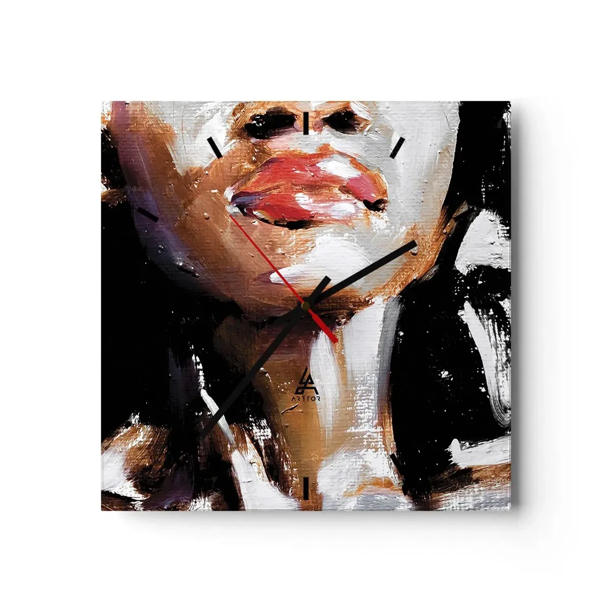 Horloge murale - Pendule murale - Portrait d'une femme dans un style pictural expressif sur un fond sombre - 30x30cm - Fierté sans préjugés - Décoration murale moderne pour le salon et la chambre ARTTOR