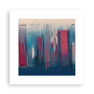 Affiche - Poster - Composition verticale en bleu et rouge - 30x30 cm