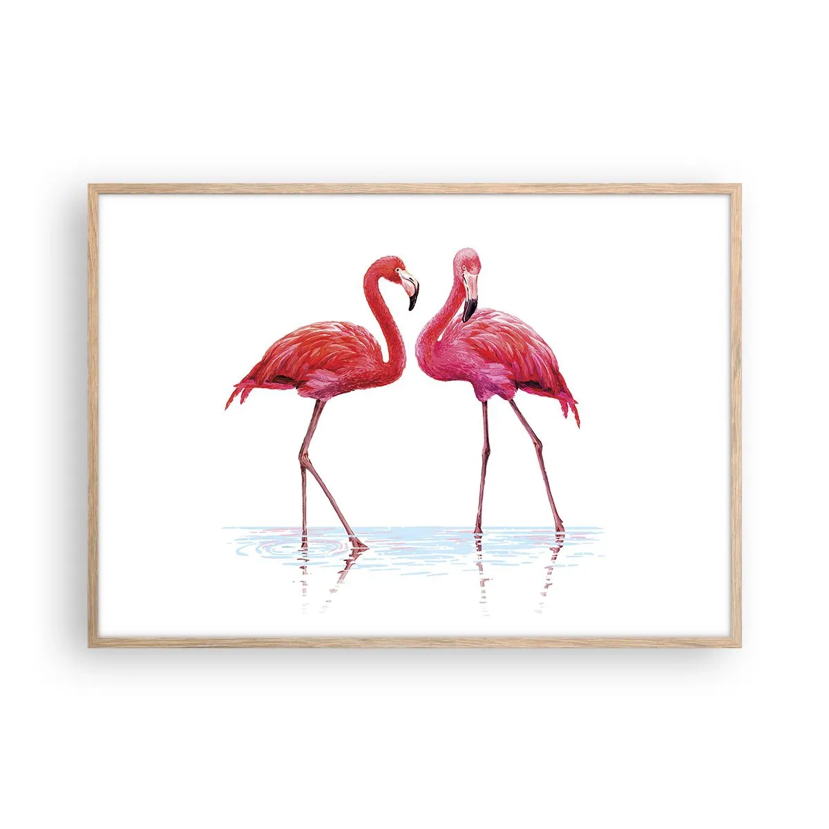 Affiche dans un chêne clair - Poster - Rendez-vous rose - 100x70 cm
